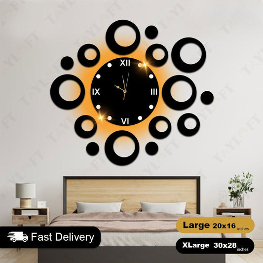 Circle Shaped Wooden Clock For Wall Decor