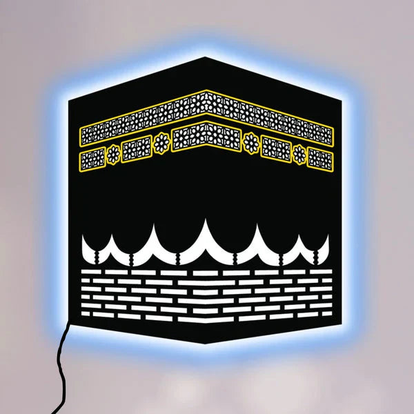 LED Wall Art Inspired by the Kaaba – Elegant Islamic Home Decoration (12x12 inches)